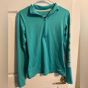 Nike Pro Top Women's Medium 1/4 Zip Shirt Running‎ Pullover Just Do It  Green